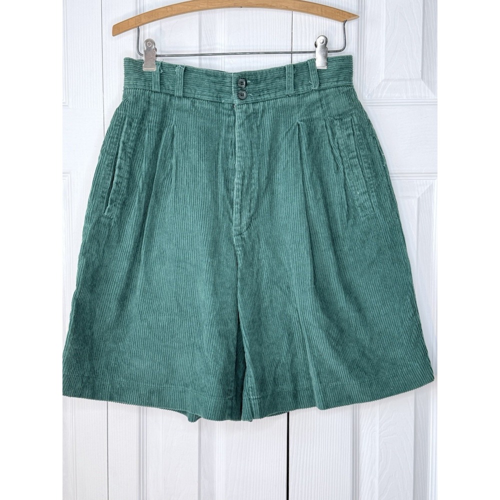 Vtg Casual Corner High‎ Waisted Pleated Corduroy Bermuda Shorts Women's Size 10